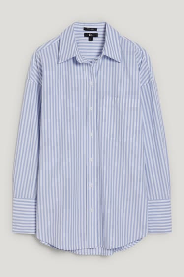 Dona - Brusa - oversized - de ratlles - blau/blanc