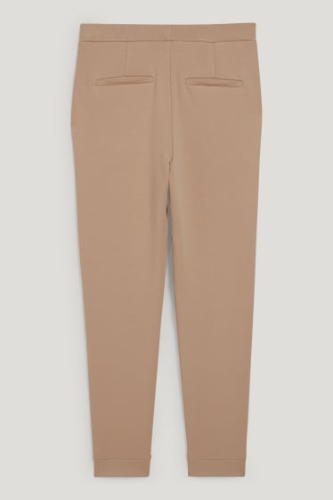 Women - Jersey trousers - tapered fit - beige