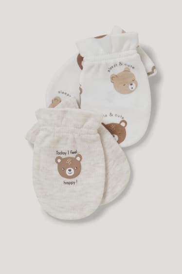 Baby Girls - Confezione da 2 - guanti antigraffio - bianco neve