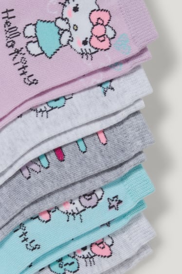 Filles - Lot de 5 paires - Hello Kitty - chaussettes à motif - violet clair