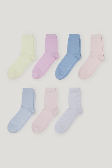 Femmes - Lot de 7 paires - chaussettes - bleu clair