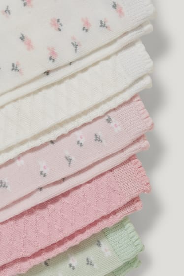 Baby Girls - Wielopak, 5 par - w kwiatki - skarpety z motywem - miętowa zieleń