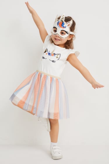 Toddler Girls - Unicorn - set - rochie și mască - 2 piese - alb