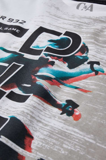 Reverskraag - T-shirt - Augmented reality-motief - wit