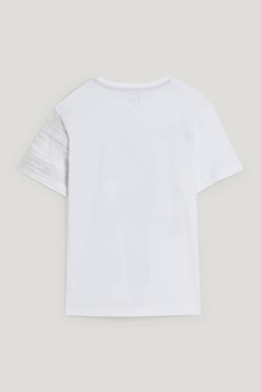 Reverskraag - T-shirt - Augmented reality-motief - wit