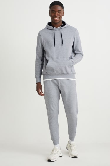 Hommes - Sweat à capuche - gris clair chiné
