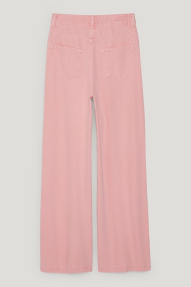 Clockhouse femme - CLOCKHOUSE - pantalon - high waist - wide leg - rose