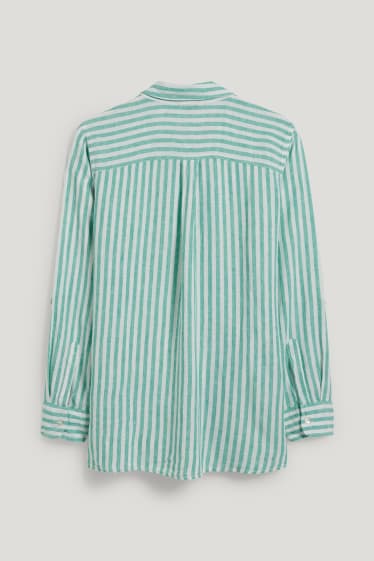 Women - Blouse - striped - white / green