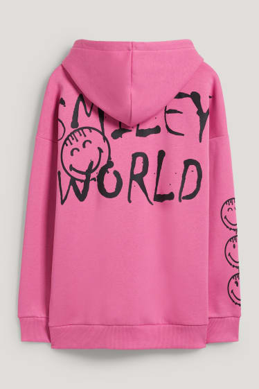 Dames XL - CLOCKHOUSE - hoodie - SmileyWorld® - fuchsiarood