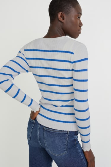 Donna - Maglione - a righe - bianco / azzurro