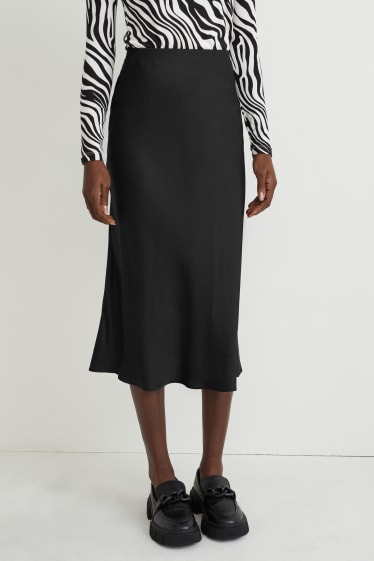 Damen - Satin-Rock - schwarz