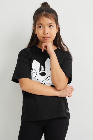 Dívčí - Mickey Mouse - tričko s krátkým rukávem - černá