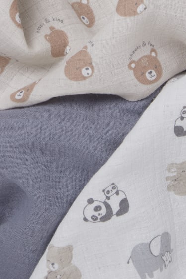 Baby Girls - Multipack 3er - Baby-Musselin-Tuch - cremeweiß