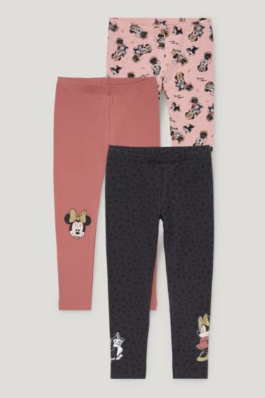 Toddler Girls - Set van 3 - Minnie Mouse - thermolegging - grijs / roze