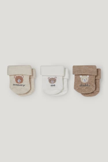 Baby Girls - Multipack 3er - Bärchen - Erstlings-Socken mit Motiv - weiß