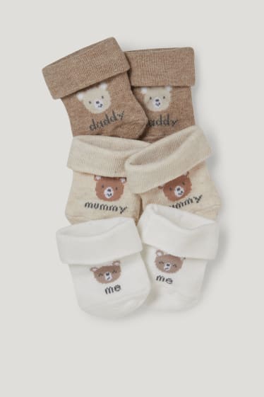 Baby Girls - Multipack 3er - Bärchen - Erstlings-Socken mit Motiv - weiß