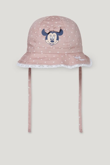 Baby Girls - Minnie Mouse - babyhoedje - met patroon - donker rose