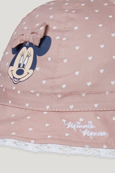 Baby Girls - Minnie Mouse - babyhoedje - met patroon - donker rose