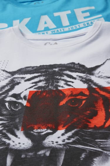 Garçons - Encore plus de tailles - lot de 2 - T-shirts - blanc / bleu clair