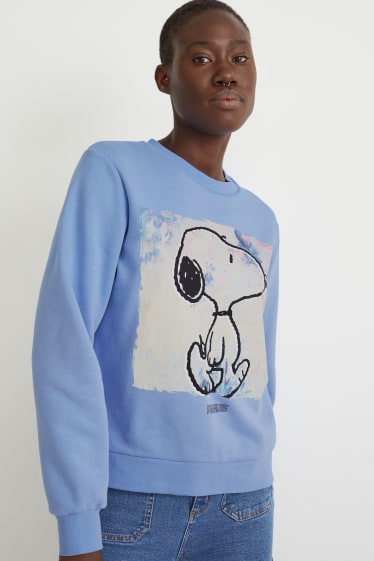 Damen - Sweatshirt - Snoopy - hellblau