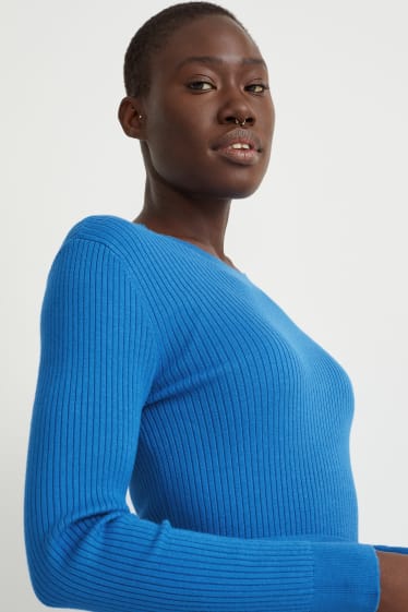 Women - Knitted dress - blue