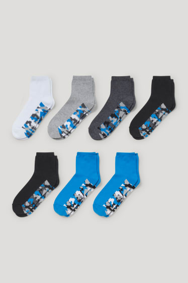 Garçons - Lot de 7 paires - Camouflage - chaussettes à motif - noir