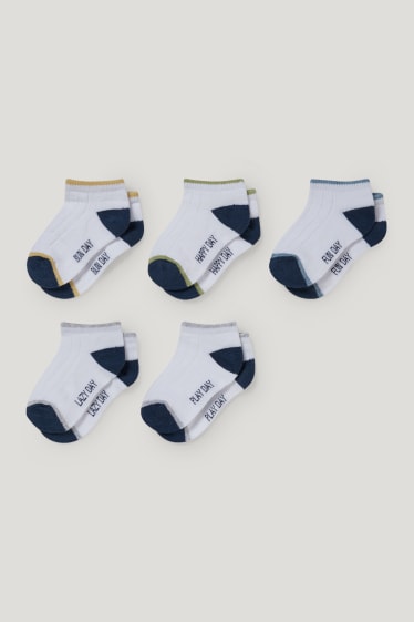 Bébé garçons - Lot de 5 paires - inscription - chaussettes pour bébé à motif - blanc