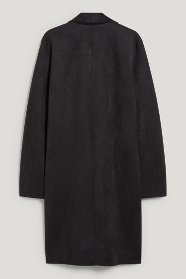 Damen - Mantel - Velourslederimitat - schwarz