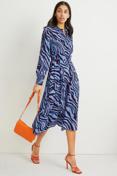 Women - Shirt dress - patterned - blue