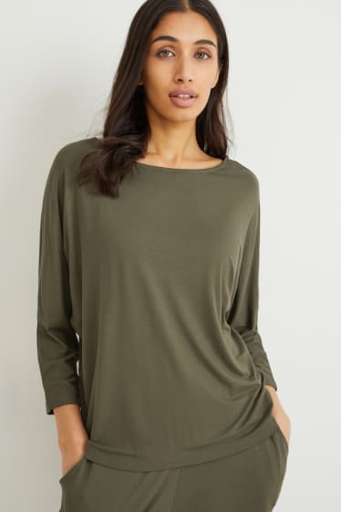 Dames - Basic-longsleeve - donkergroen