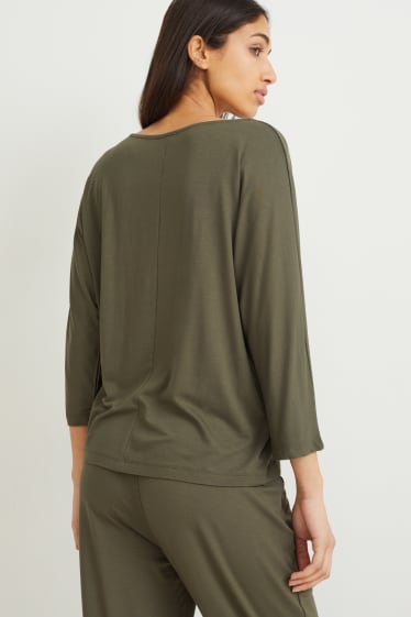Dames - Basic-longsleeve - donkergroen