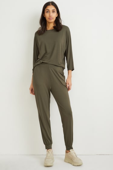 Dames - Basic-longsleeve - donkergroen