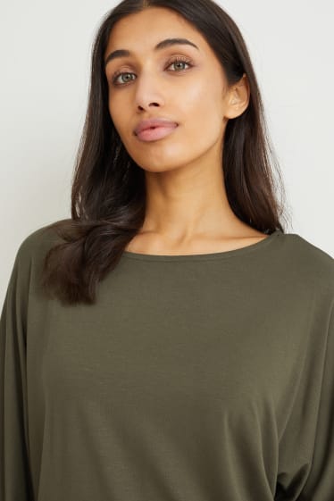 Dames - Basic-longsleeve - donkergroen