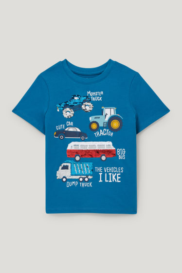Garçons - Auto - T-shirt - finition brillante - bleu
