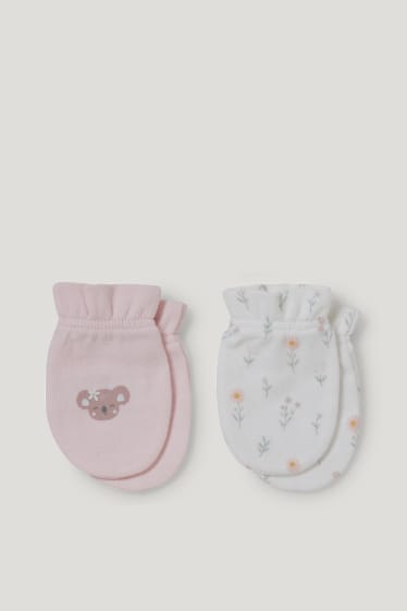 Bébé filles - Lot de 2 paires - gants antigrattements - rose clair