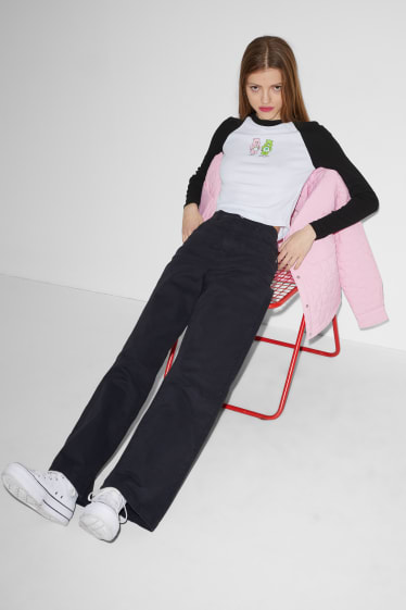 Clockhouse Girls - CLOCKHOUSE - korte longsleeve - troetelbeertjes - wit