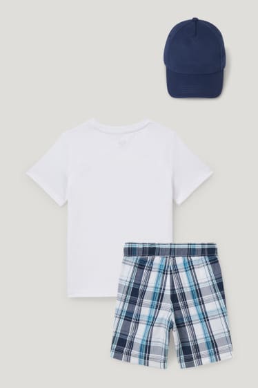 Garçons - Ensemble - T-shirt, shorts et casquette - 3 pièces - blanc