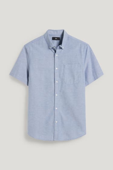 Hommes - Chemise - regular fit - col button-down - coton bio - bleu clair