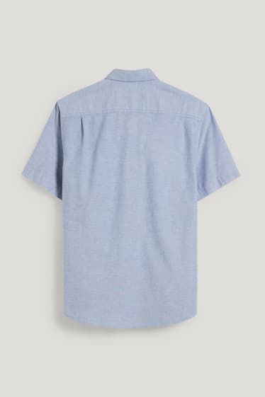 Hommes - Chemise - regular fit - col button-down - coton bio - bleu clair