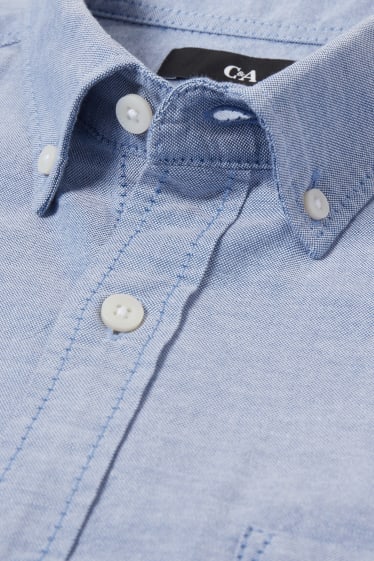 Hommes - Chemise - regular fit - col button-down - coton bio - bleu clair