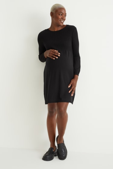 Women - Knitted maternity dress - black