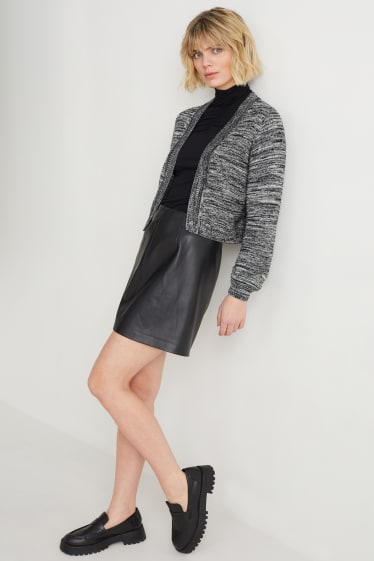 Mujer - Cárdigan - con poliéster reciclado - negro / blanco