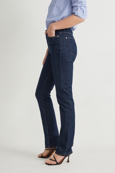 Femei - Straight jeans - talie înaltă - LYCRA® - denim-albastru închis