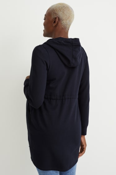 Mujer - Sudadera premamá con cremallera, capucha y cubierta para el bebé - azul oscuro