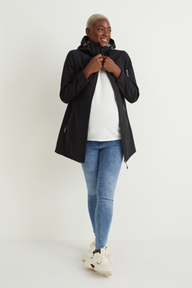 Femmes - Veste fonctionnelle de grossesse à capuche avec empiècement porte-bébé - noir
