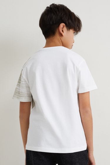 Reverskraag - T-shirt - Augmented reality-motief - wit