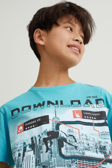 Reverskraag - T-shirt - lichtturquoise