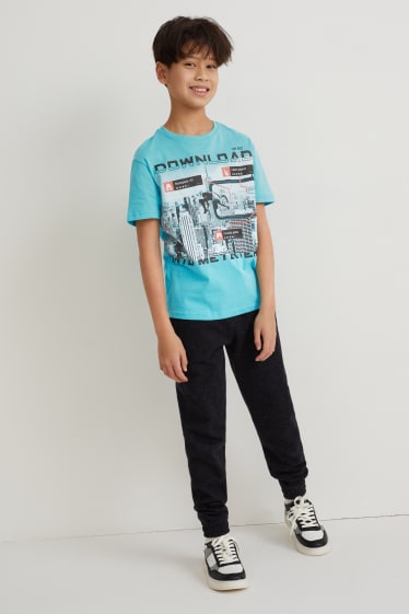 Reverskraag - T-shirt - lichtturquoise