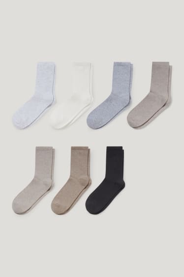 Femmes - Lot de 7 paires - chaussettes - beige chiné