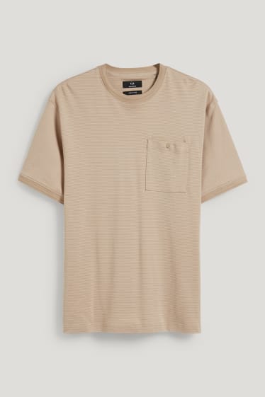 Uomo - T-shirt  - a righe - beige